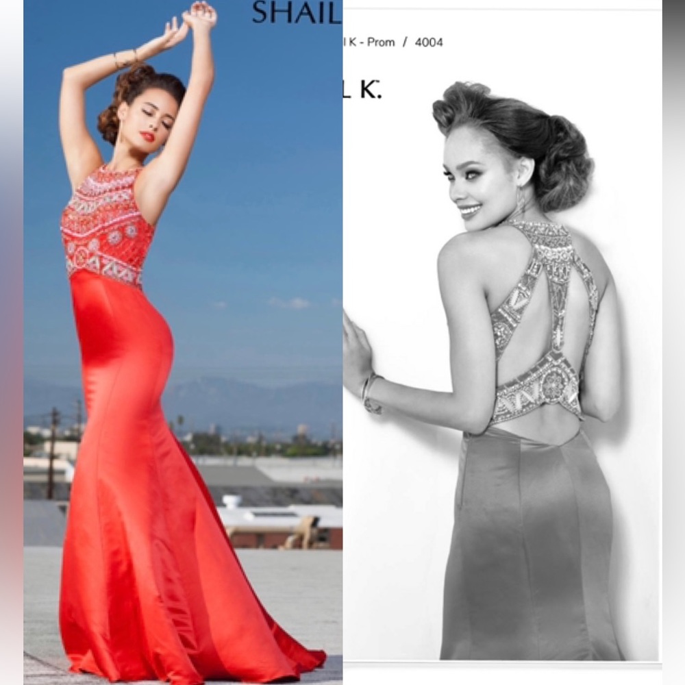 nwt 10/12 Shail K halter mermaid gown formal  pageant beading embellish 4004